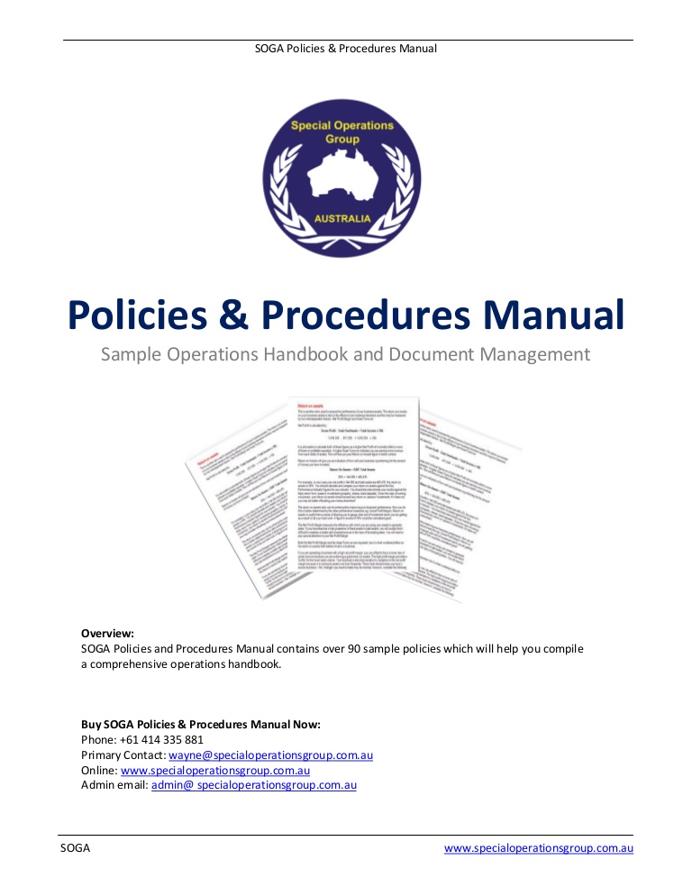 Policy and procedure manual church sample